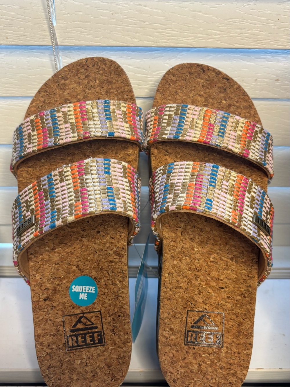 Reef Women's Tan Woven Double-Strap Sandals with Multicolor Accents - Picture 9 of 14